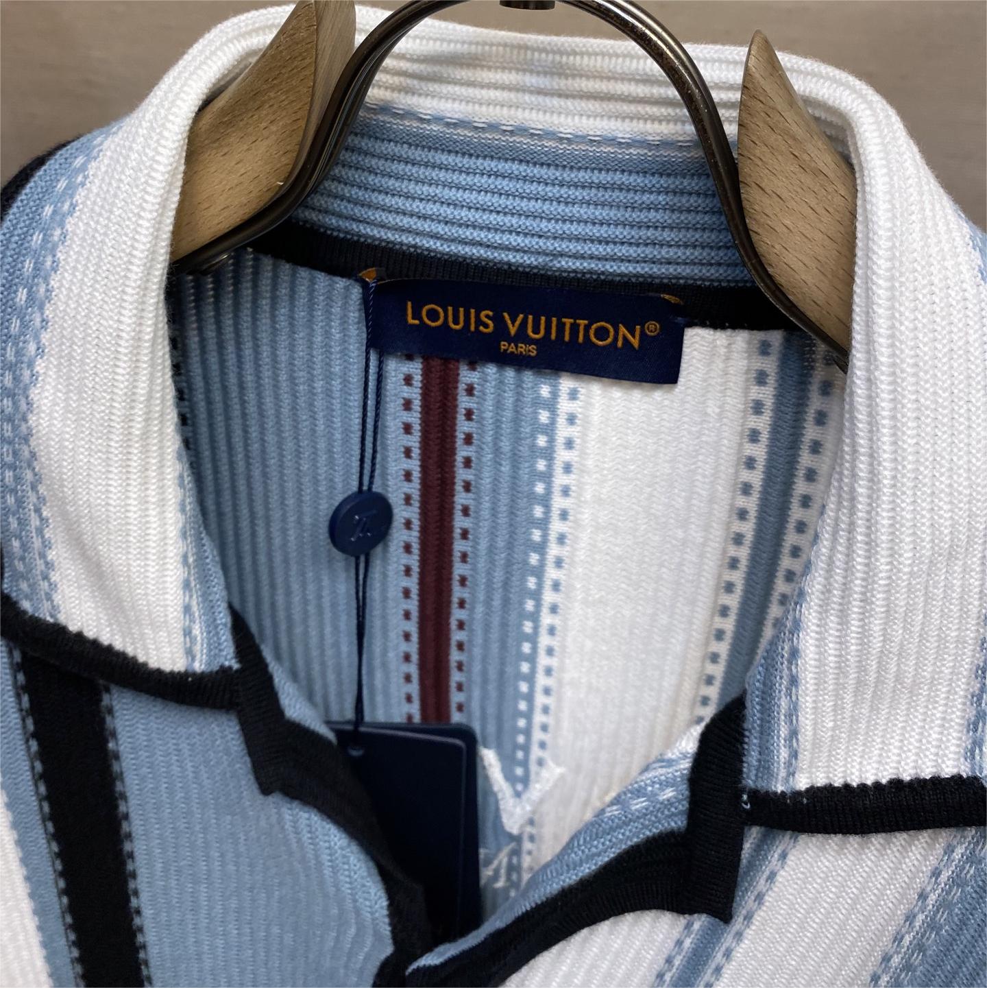 Striped Crochet Polo Shirt