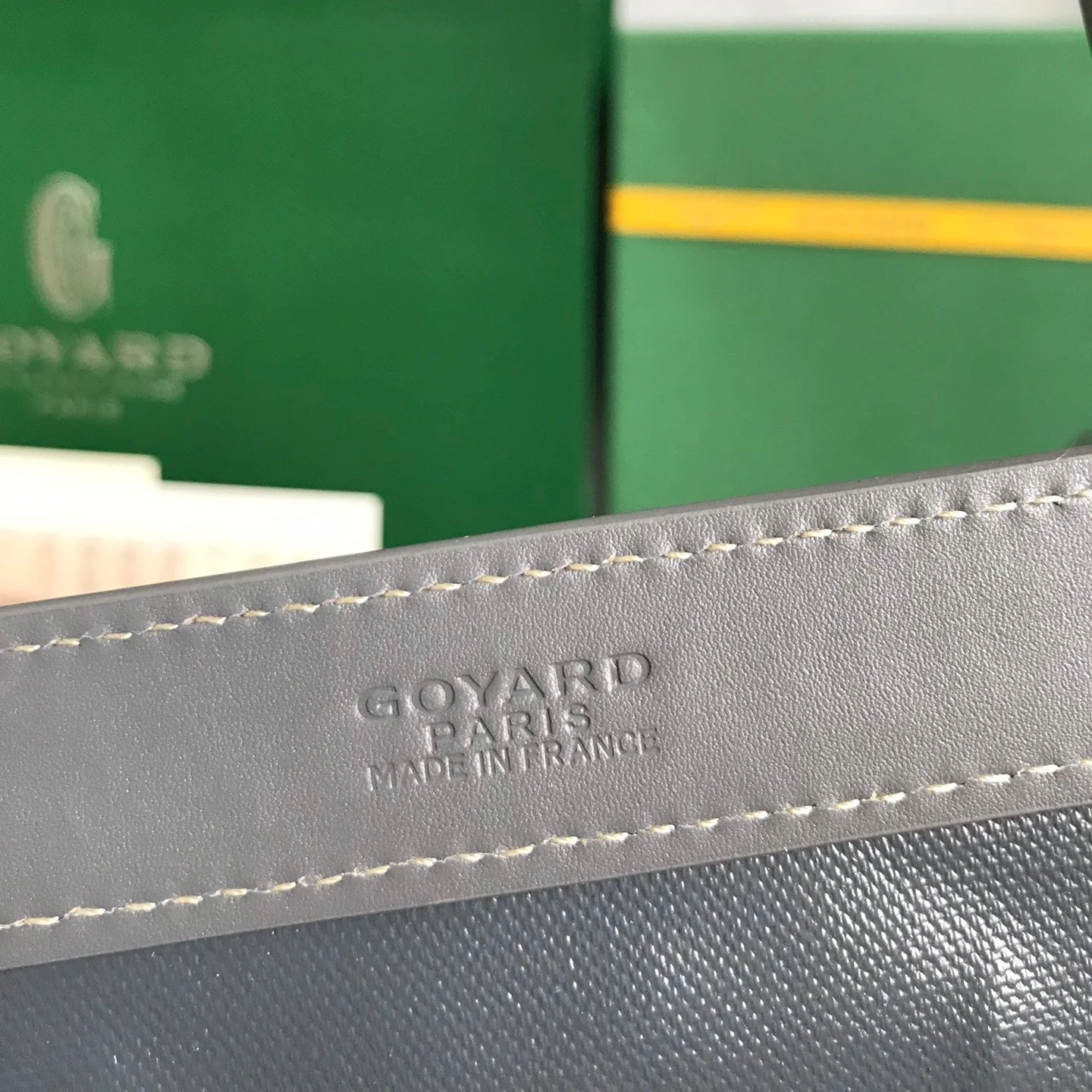 Grey Canvas And Calfskin Trim Bag