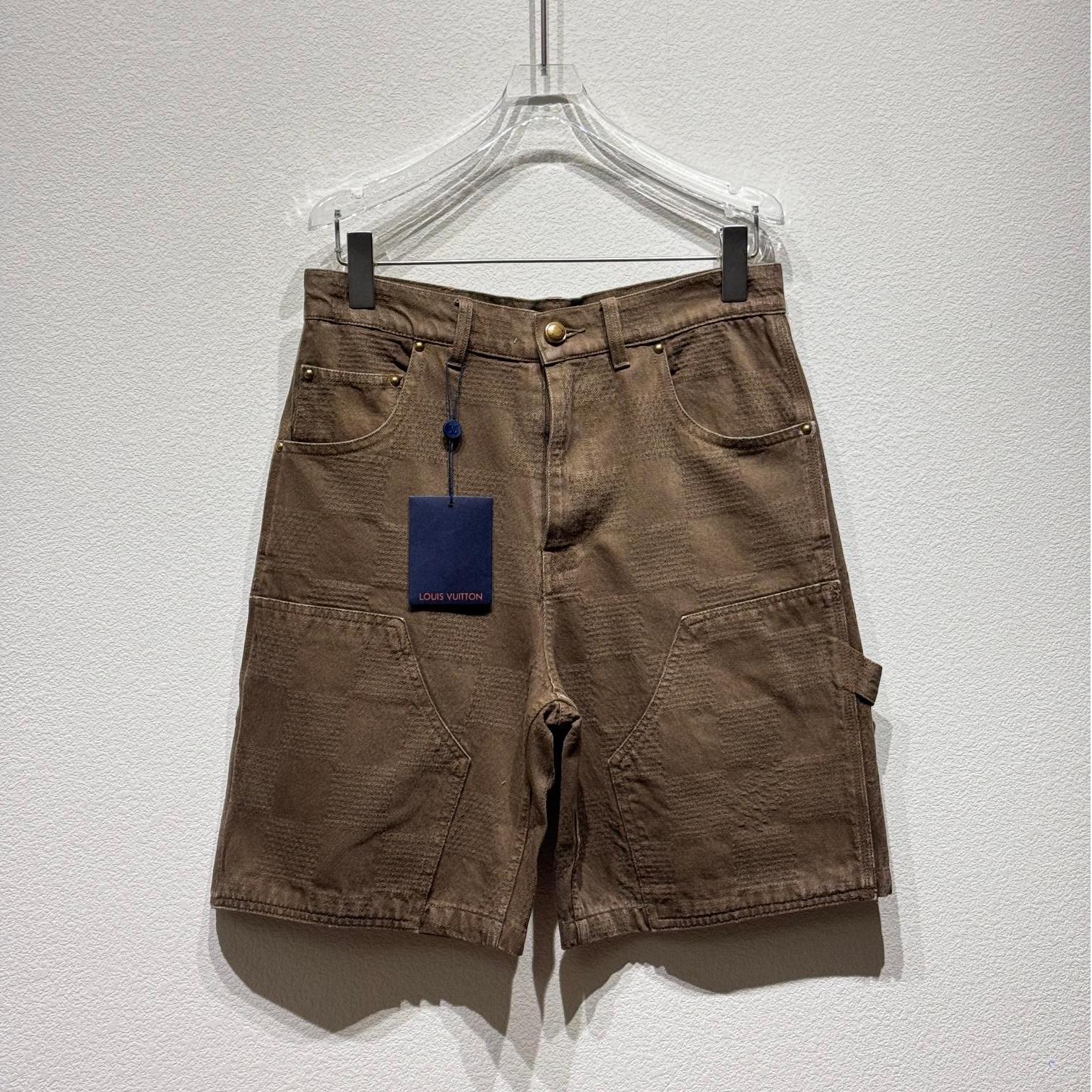 Checkered Denim Shorts