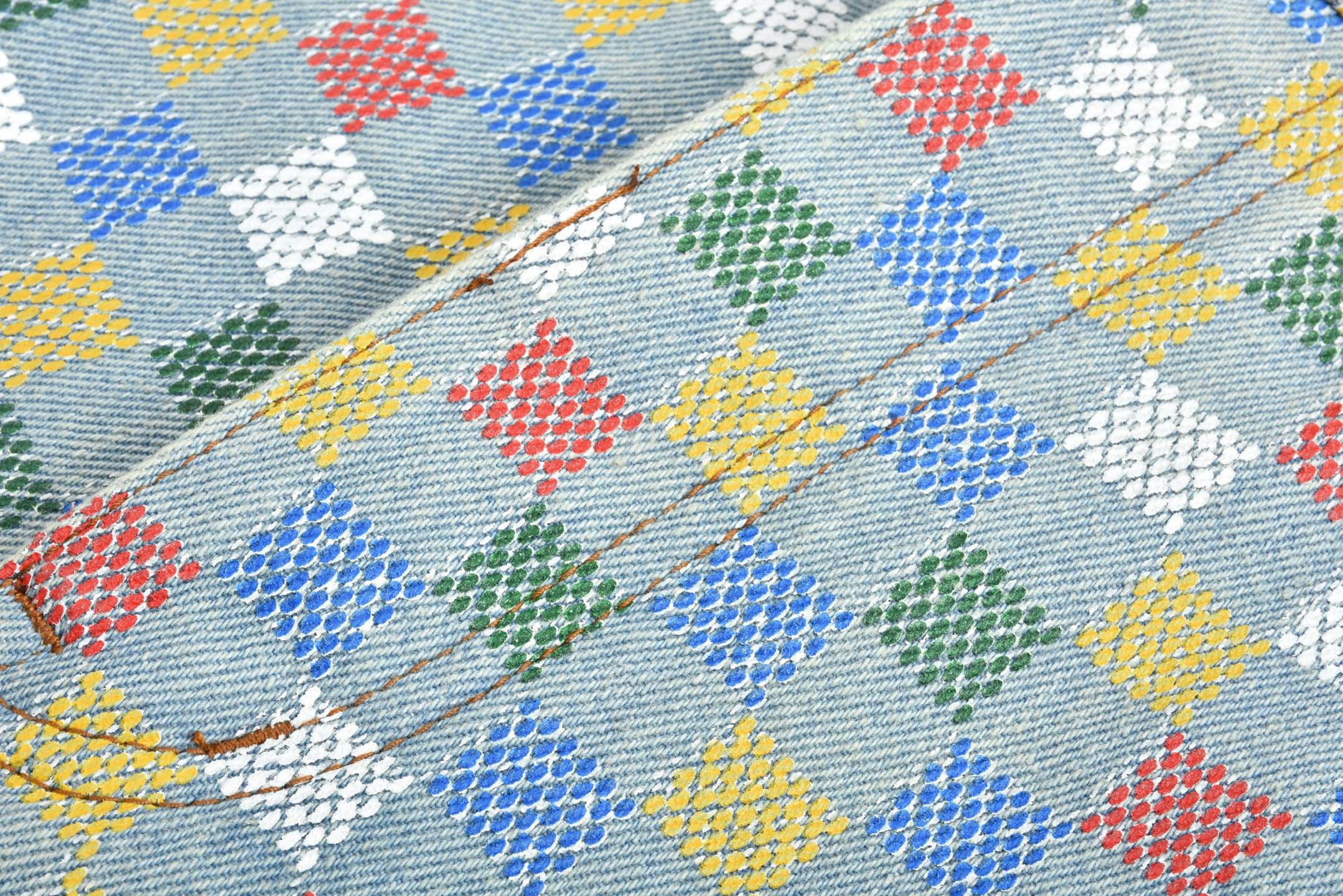 Damier Denim Wide-Leg Jeans