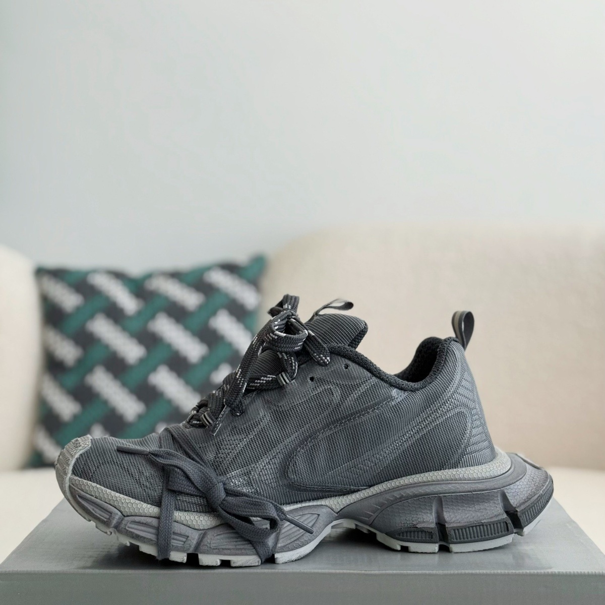 Distressed Mesh and Rubber Sneakers