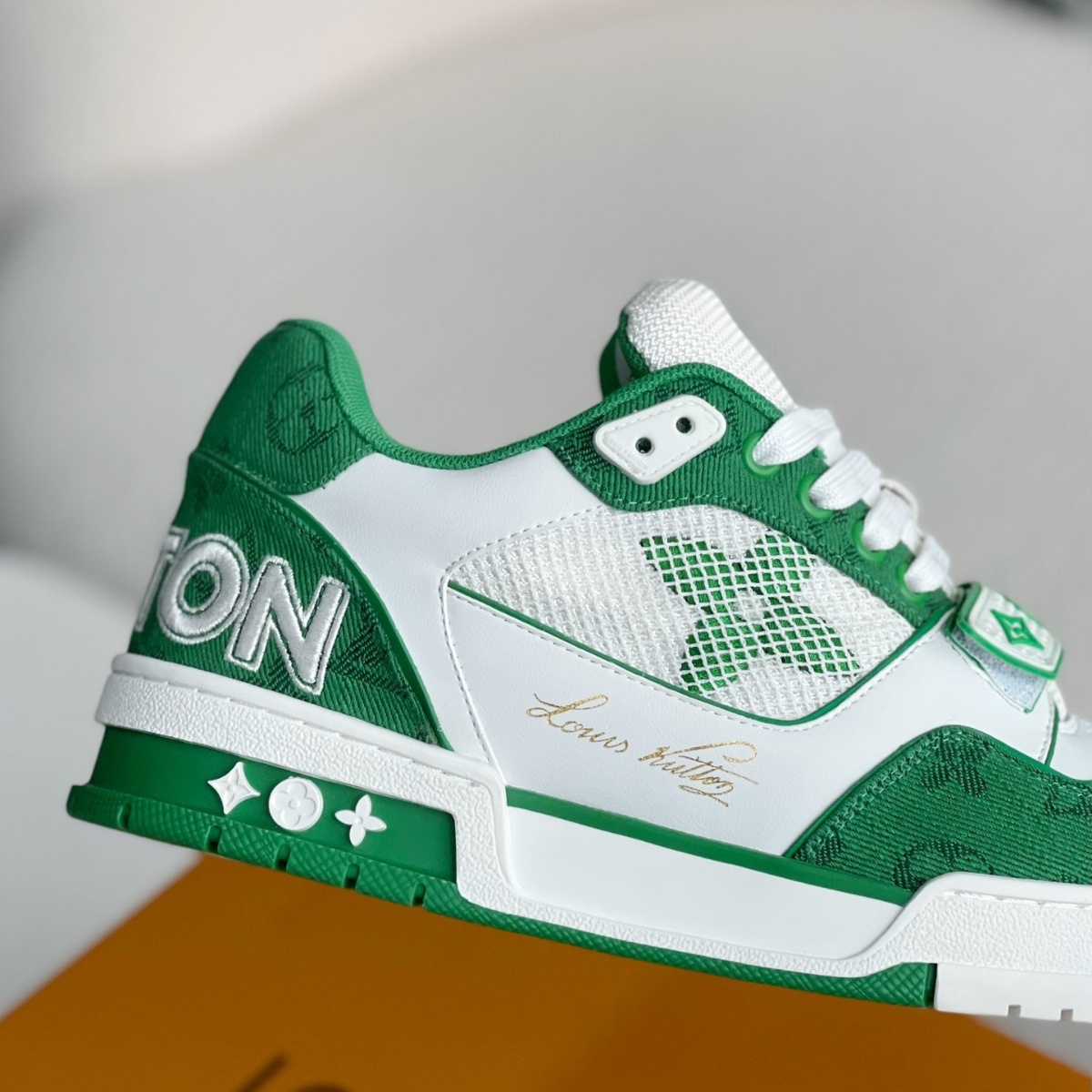 Trainer Green Monogram Denim