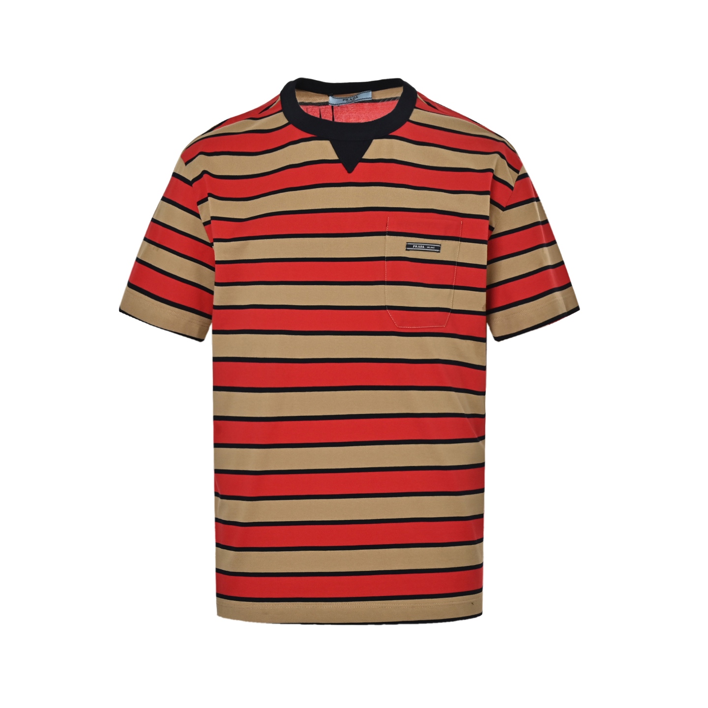 Embroidered striped contrast T-shirt