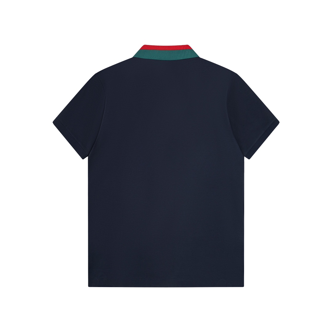 Classic contrast color stripe embroidery Polo