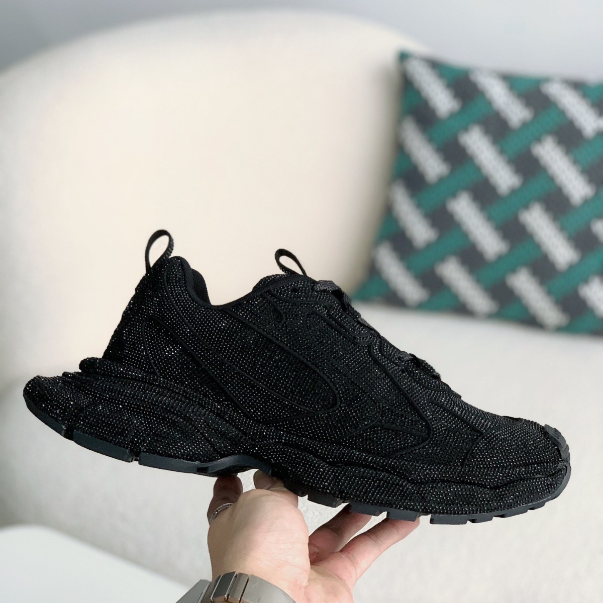 Triple Rhinestone Men's Sneakers