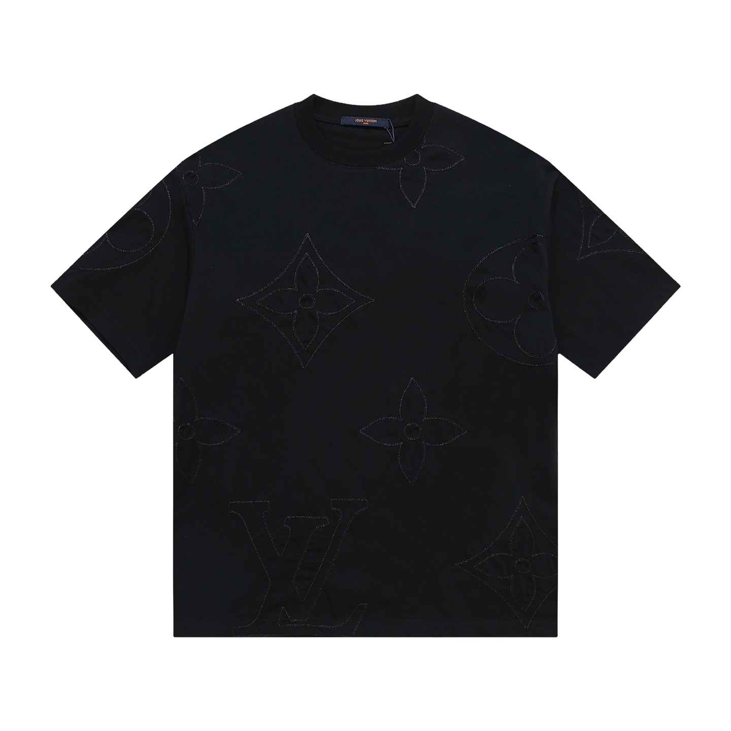 Chain Embroidery Round Neck Short Sleeve T-Shirt