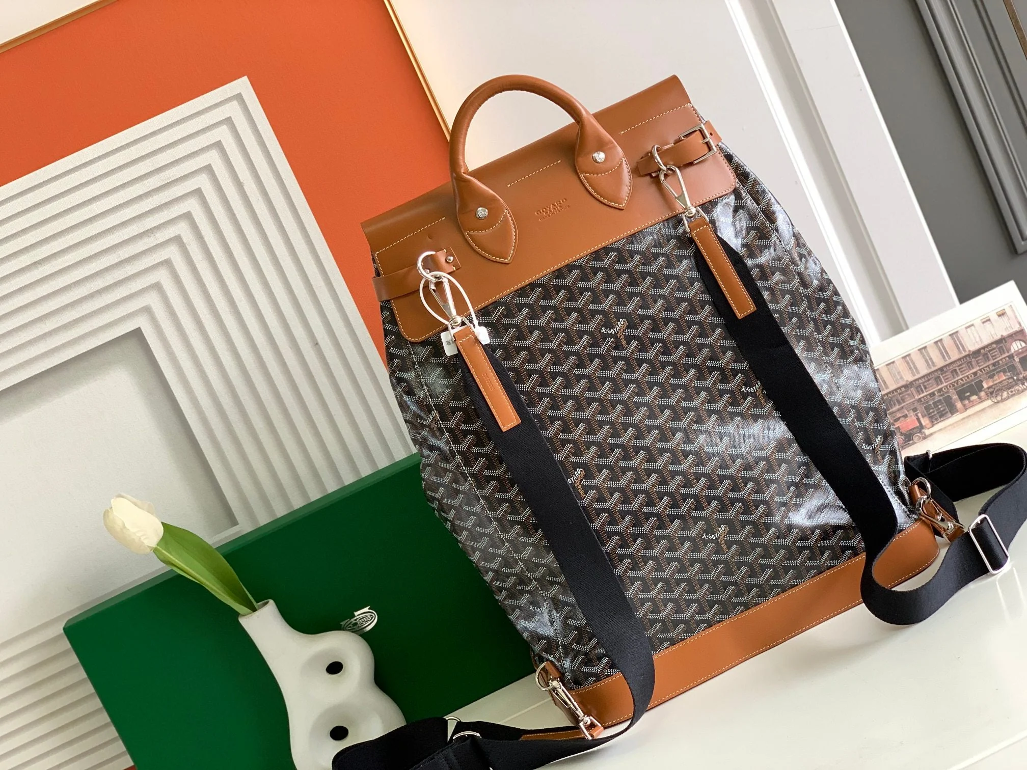 Steamer Pm Bag 48cm Black Tan