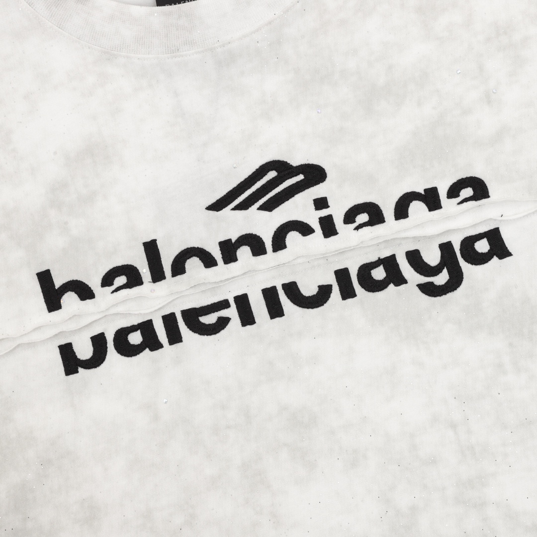 Distressed embroidered lettering T-shirt