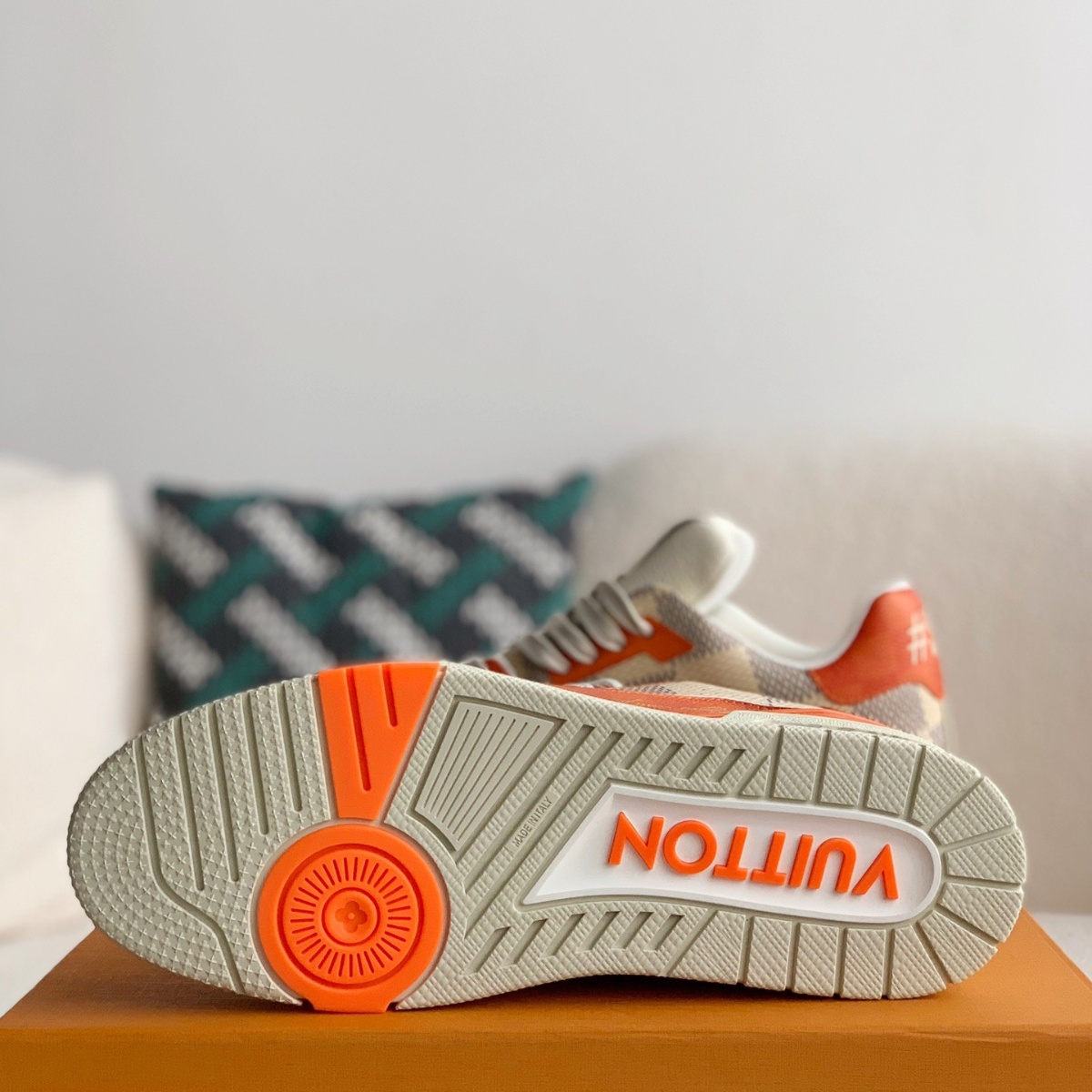 White and orange sneakers