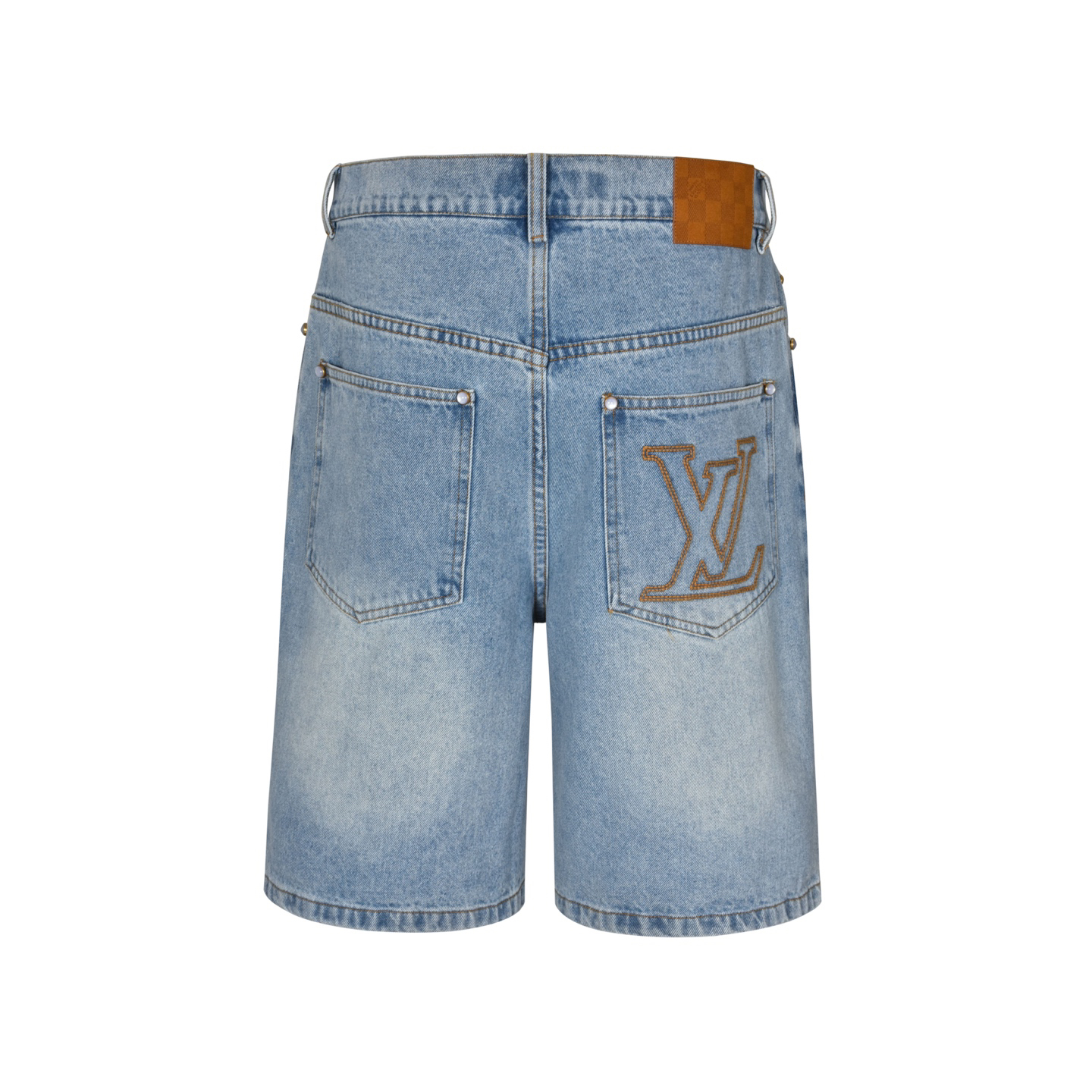 Embroidered Washed Denim Shorts