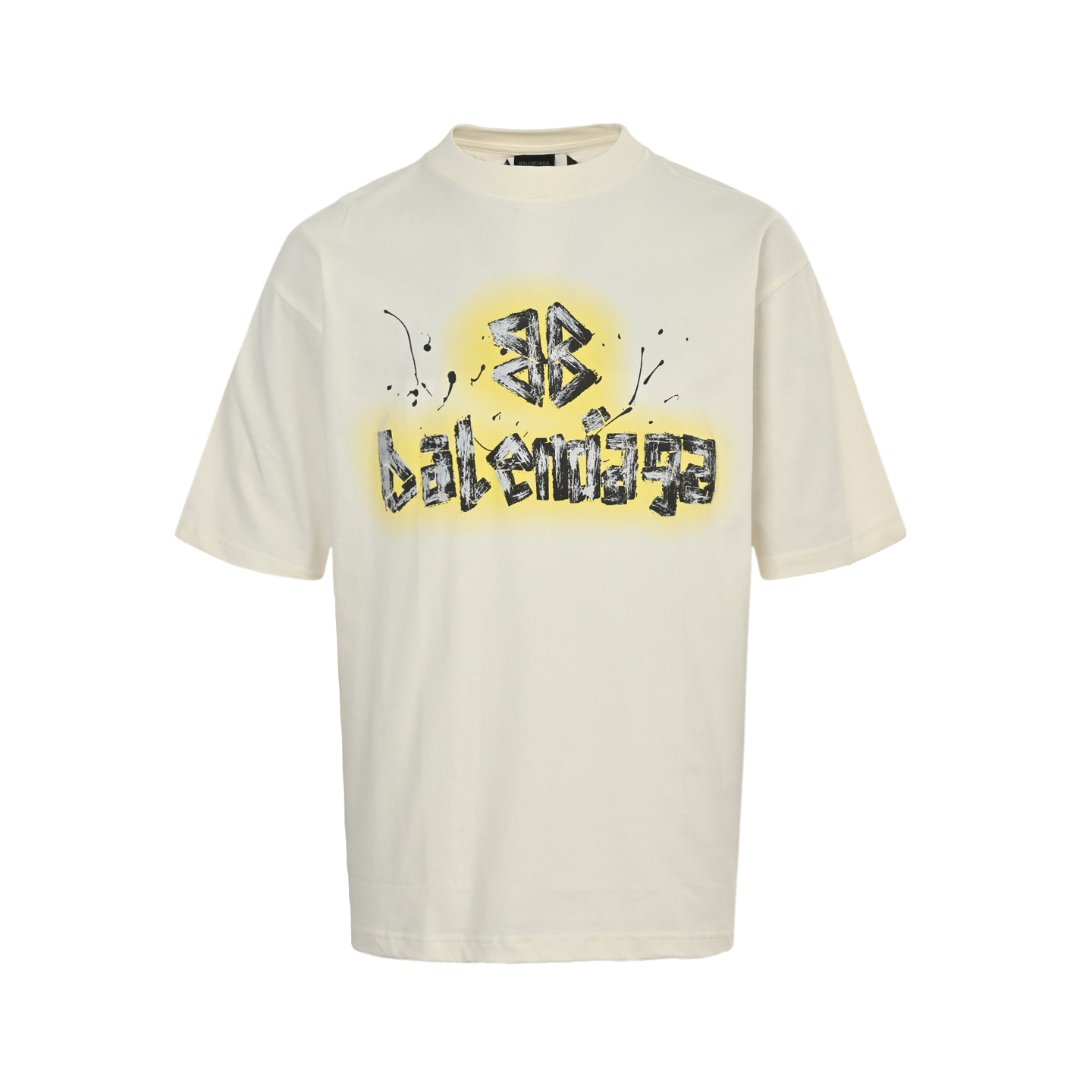 Hand-painted yellow letter print T-shirt