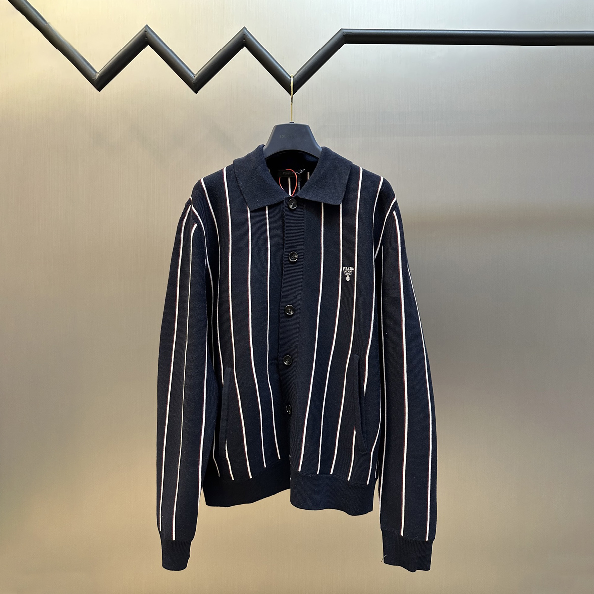 Stripe embroidered long-sleeved sweater