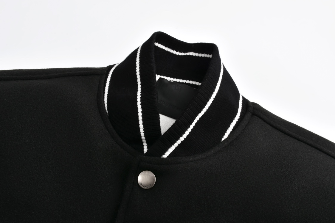 Leather slogan baseball jacket