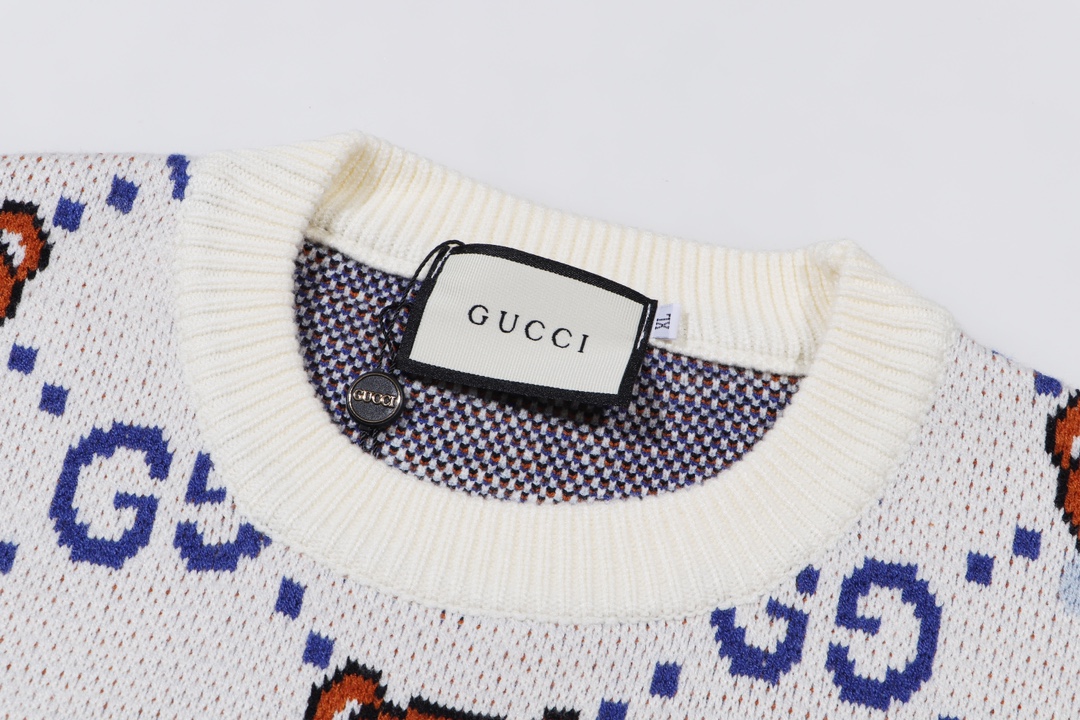 Bear Double G Jacquard Knit Sweater