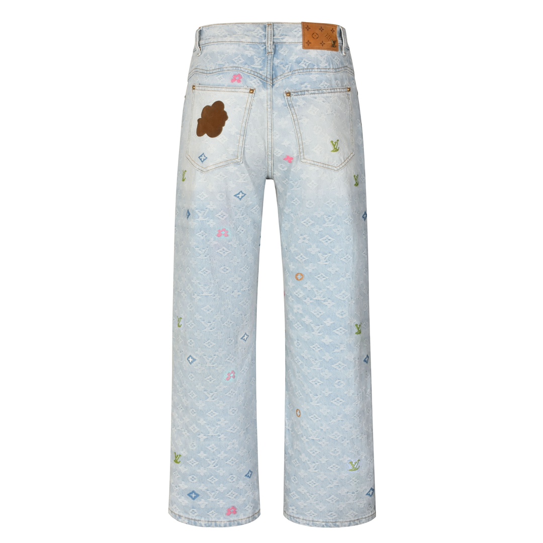 Jacquard Embroidered Denim Trousers