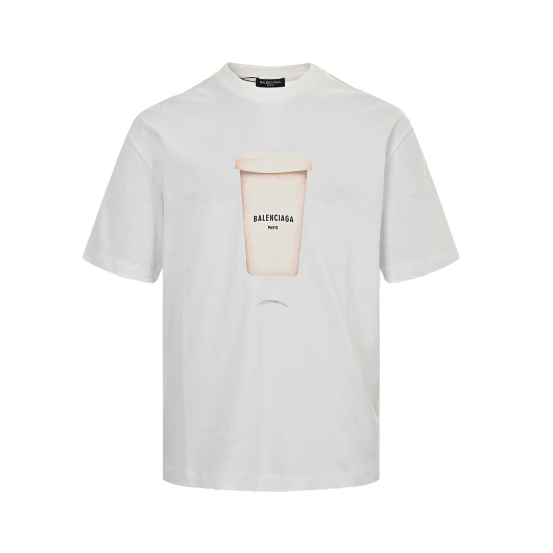 24ss beverage cup print short-sleeved T-shirt