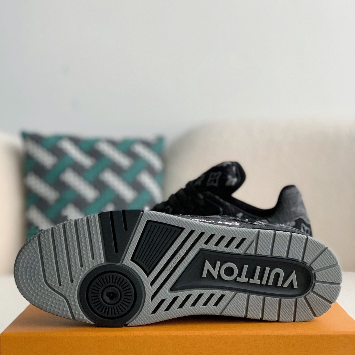 Black denim sneakers