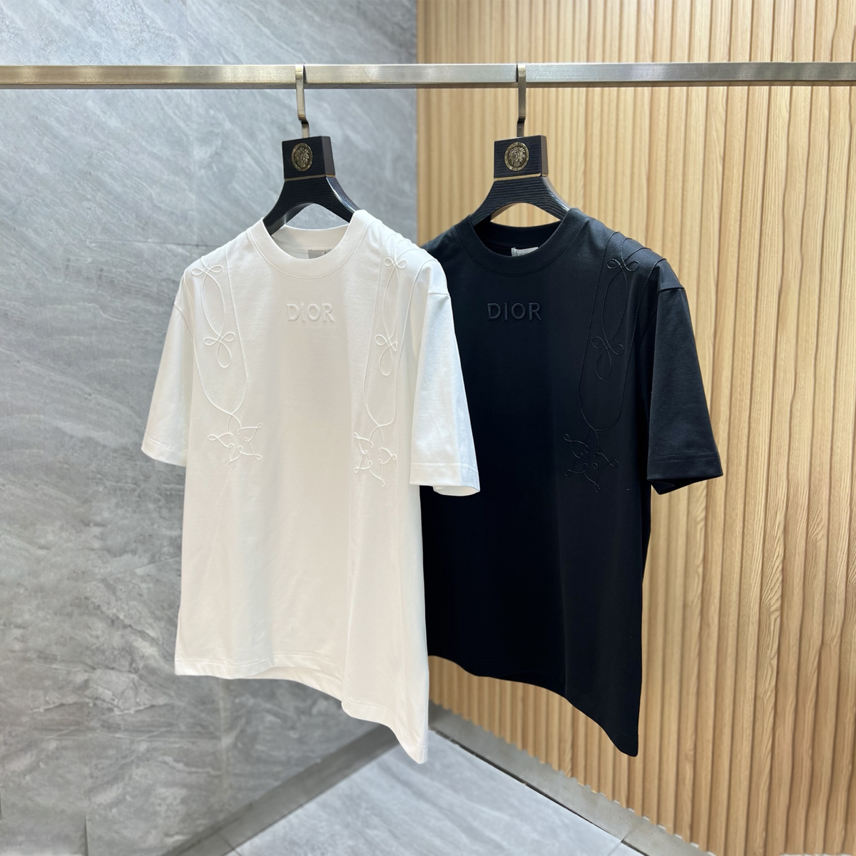 Washed and worn embroidered T-shirt