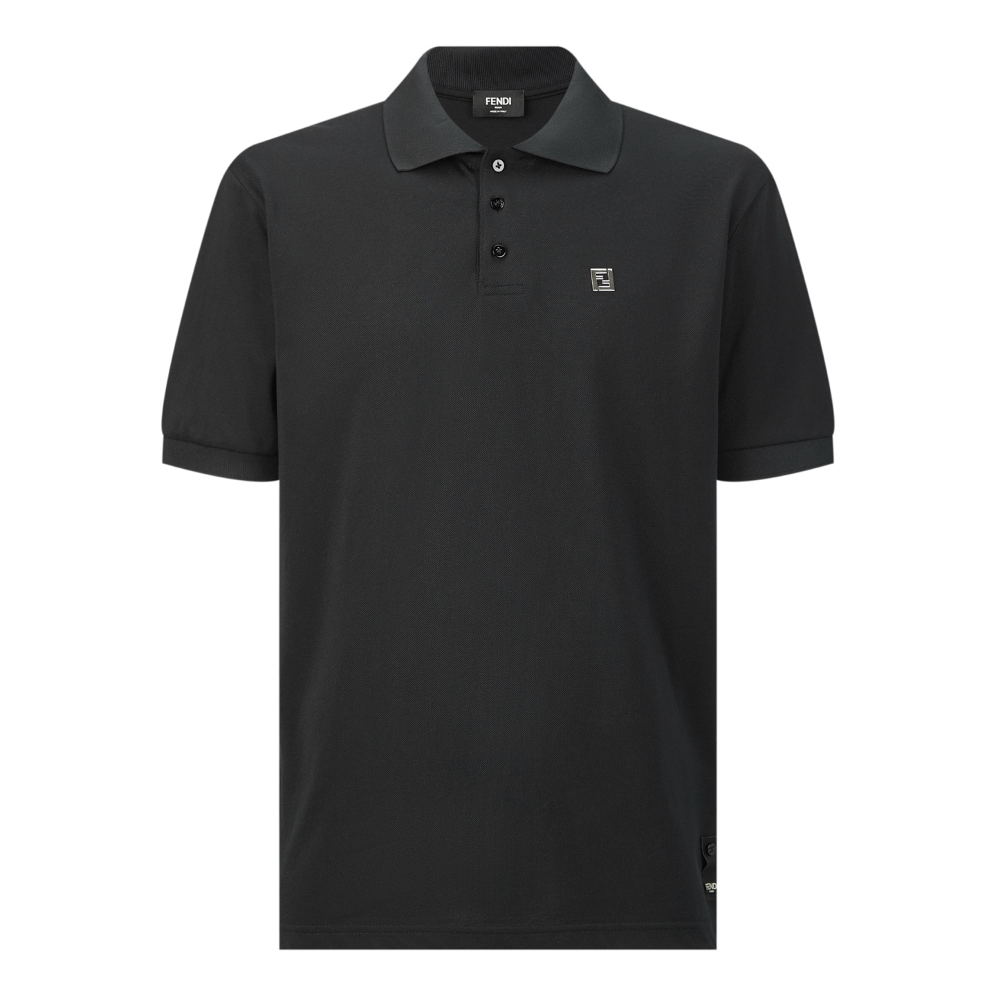Fendi black lapel polo shirt