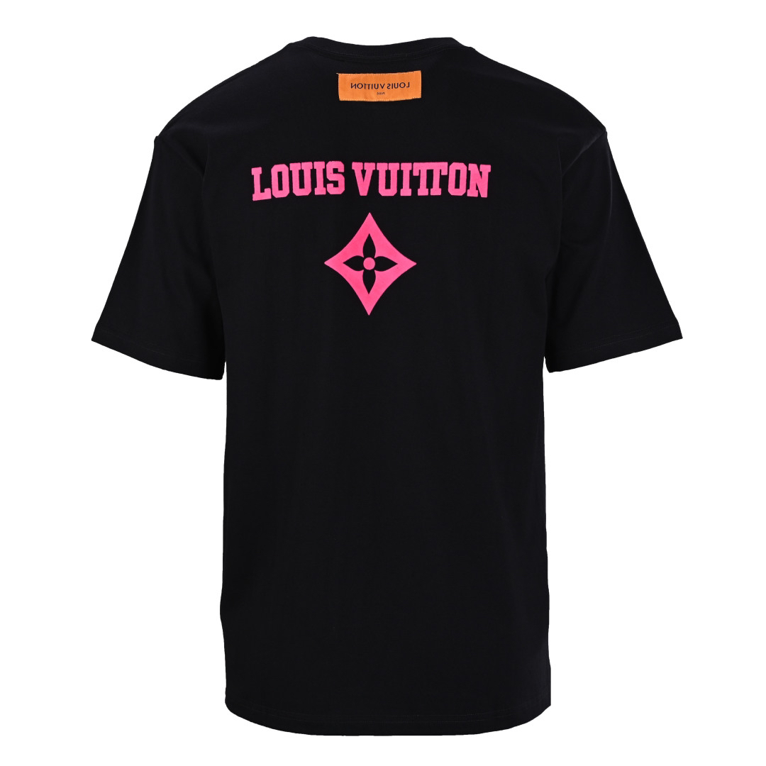 Flocked print short-sleeved T-shirt