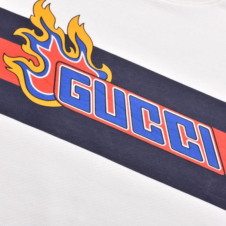 Flame print crew neck sweatshirt