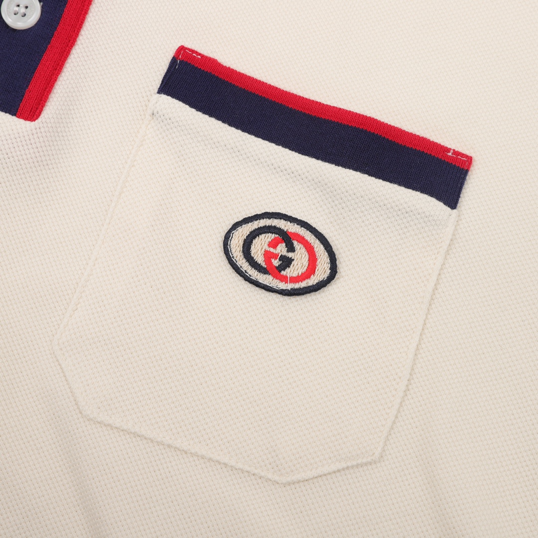 Pocket embroidered short-sleeved polo shirt