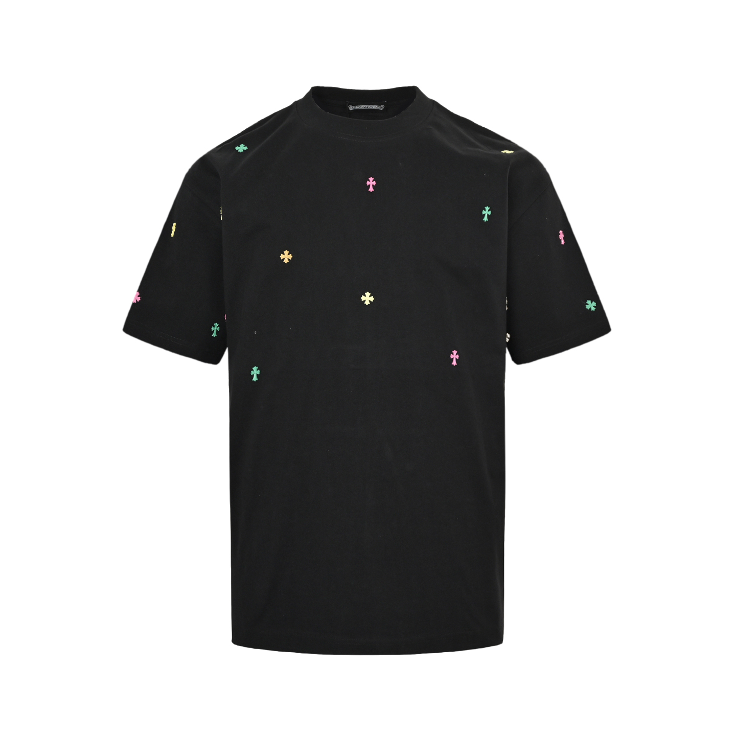 25ss colorful rivet cross inlaid short-sleeved T-shirt