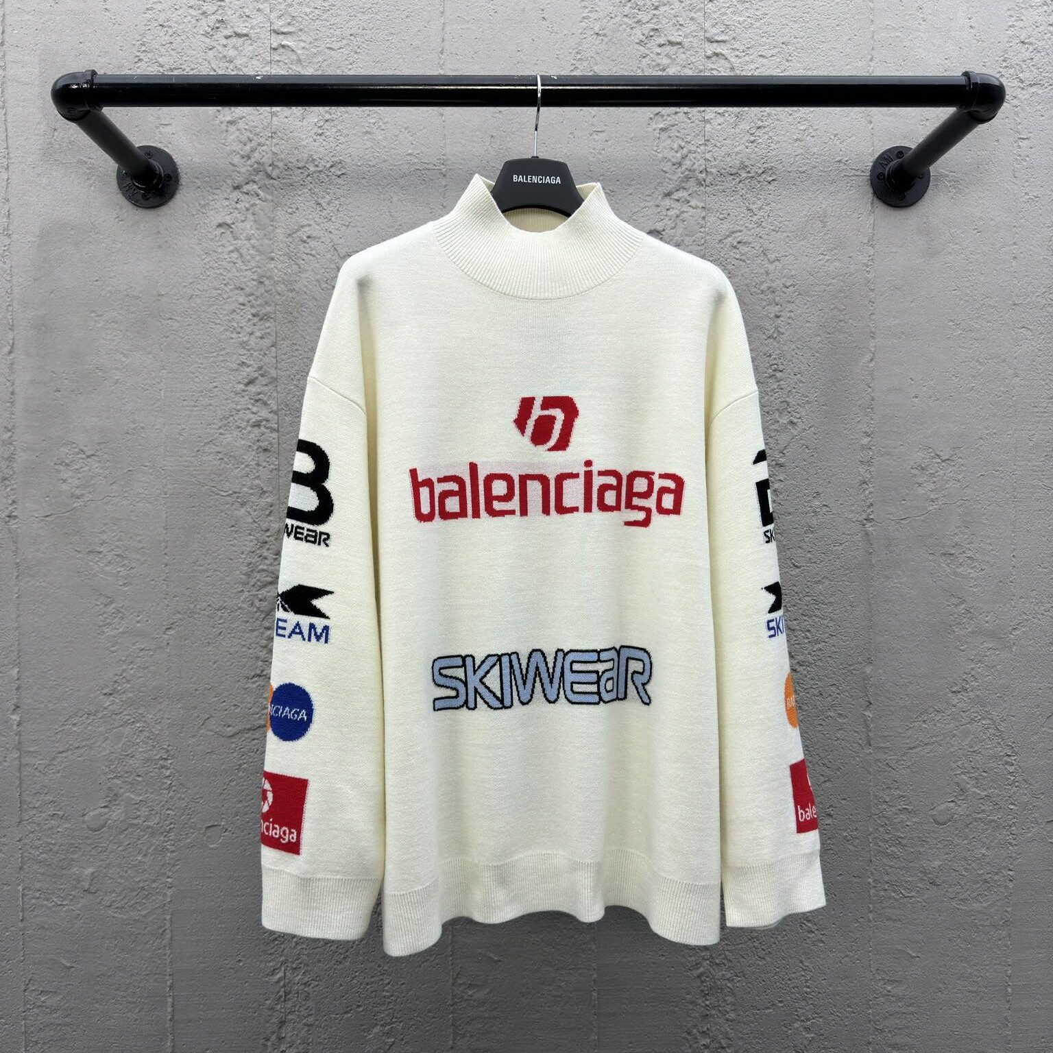 Racing Turtleneck Knit Sweater