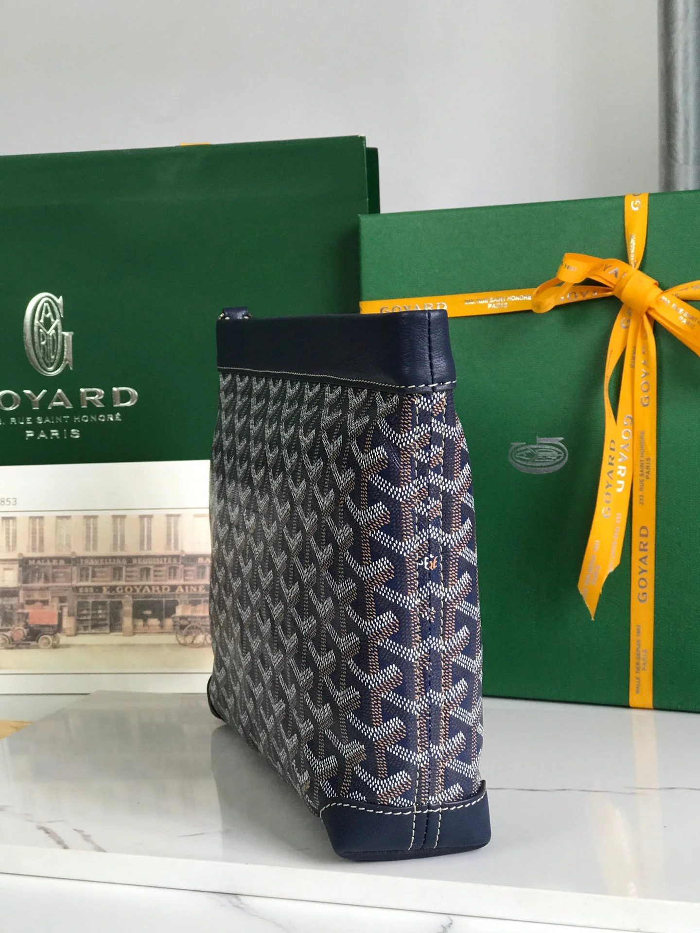 24 In Navy Blue Lambskin And Canvas