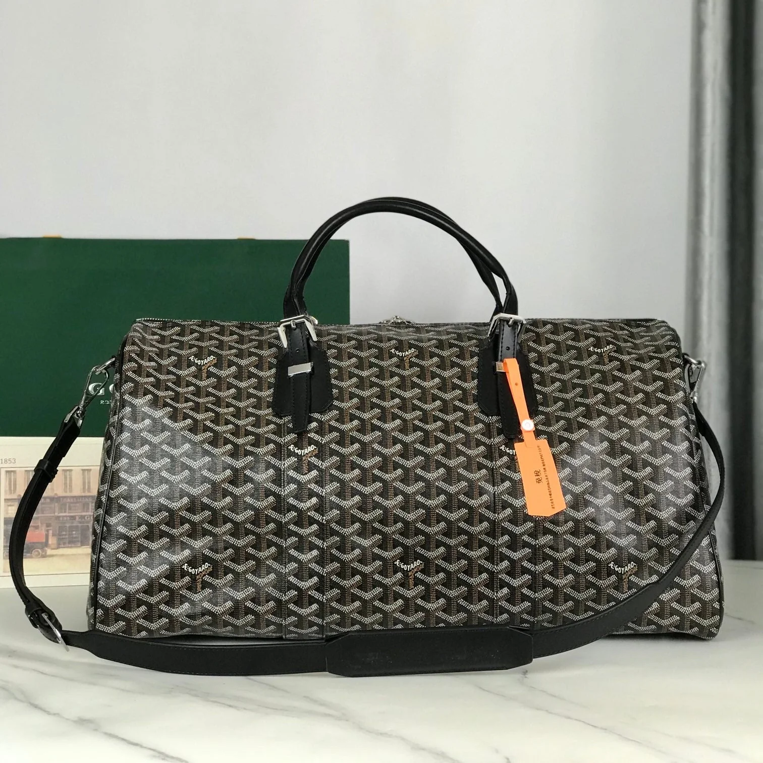 50 BAG IN BLACK CANVAS AND CALFSKIN TRIM