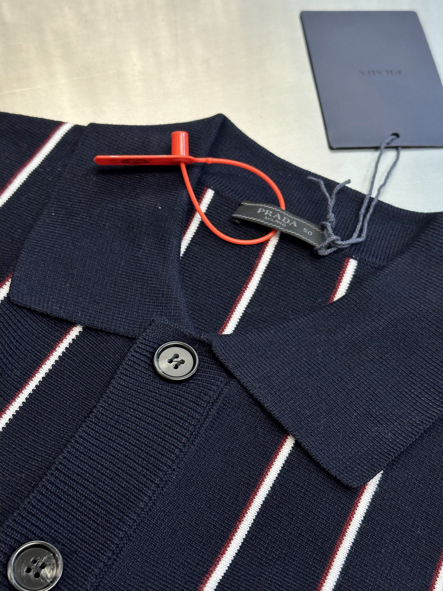 Stripe embroidered long-sleeved sweater