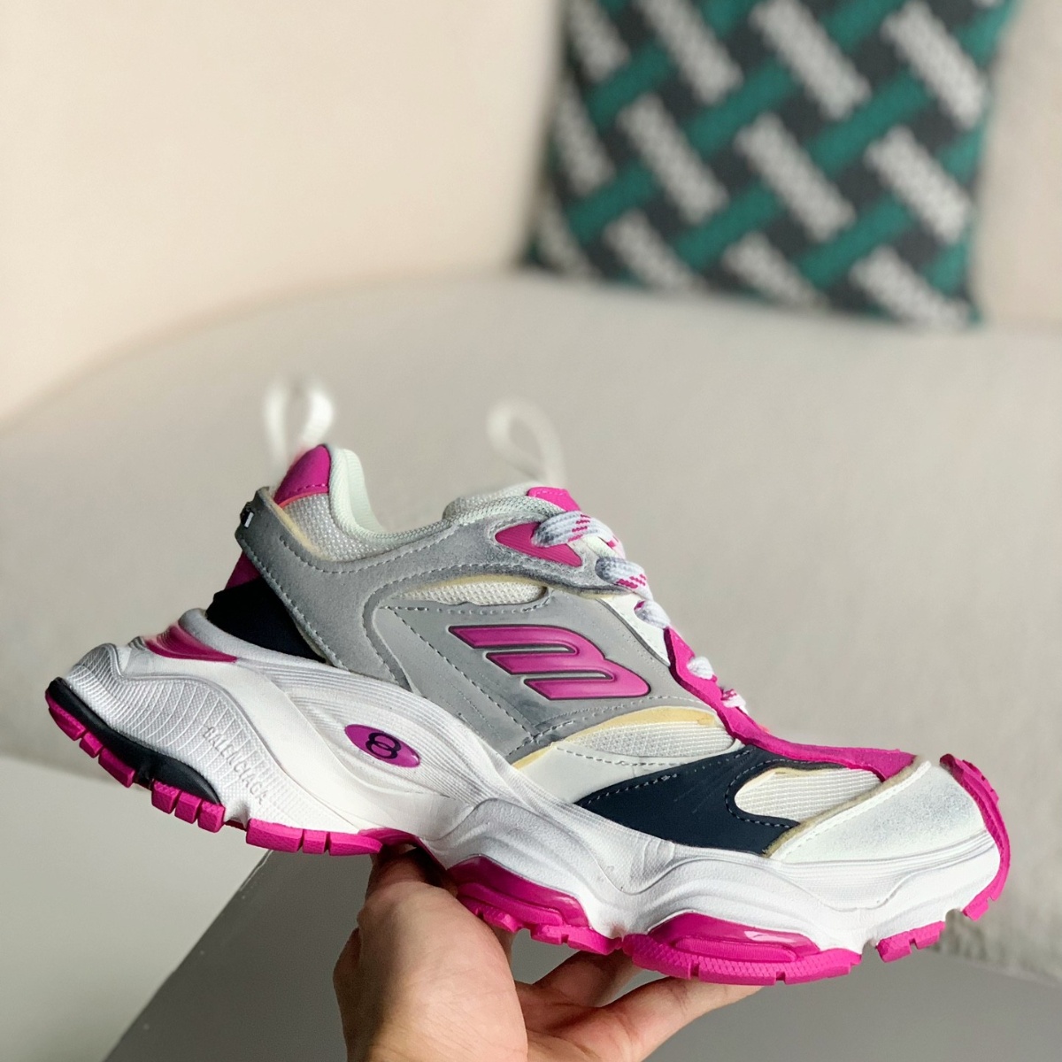 Balenciaga Cargo Sneakers in Grey/White/Pink