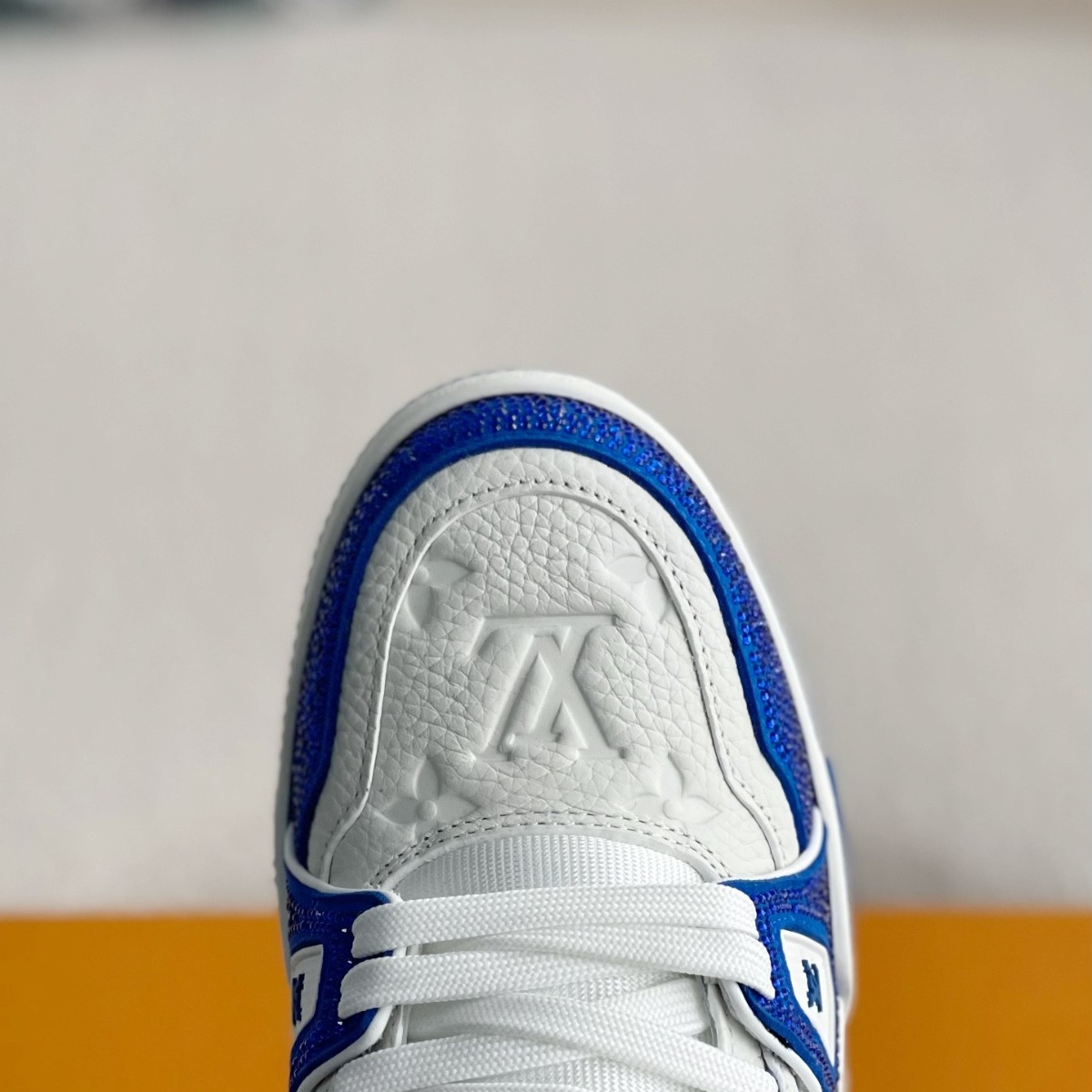 Blue and white casual sneakers