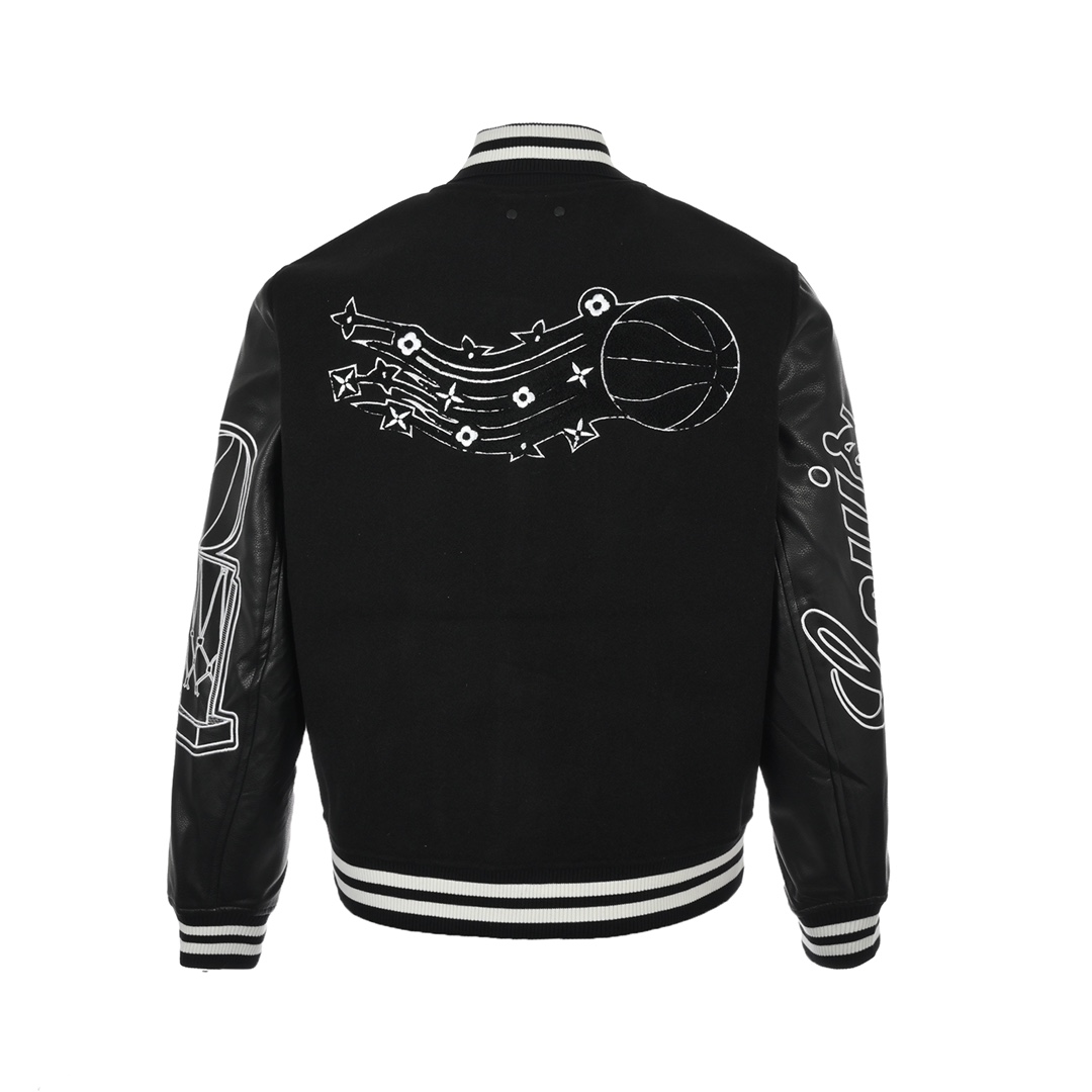 Embroidered Letter Patch Bomber Jacket