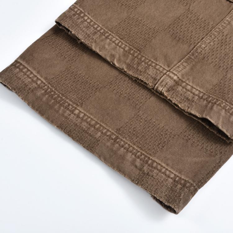 Dark check jacquard lumberjack jeans