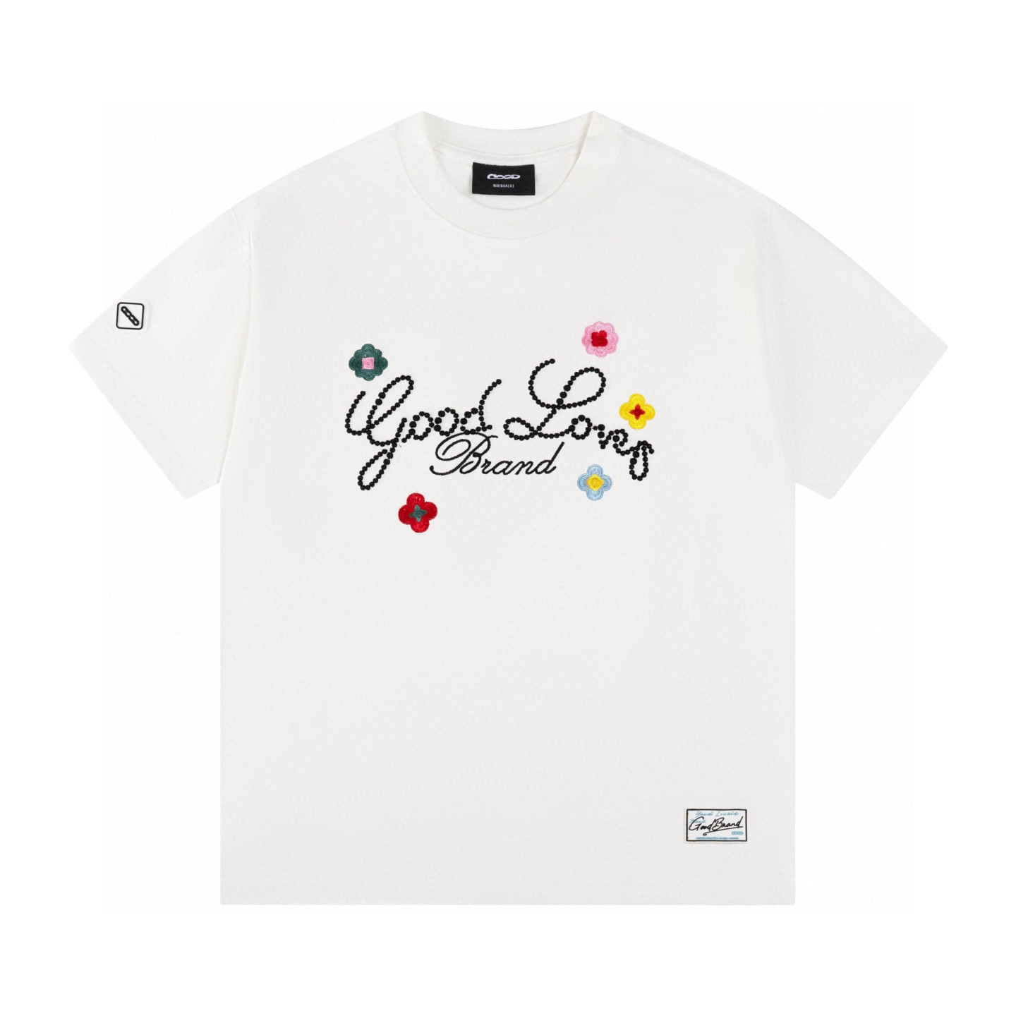 Embroidered floral slogan T-shirt