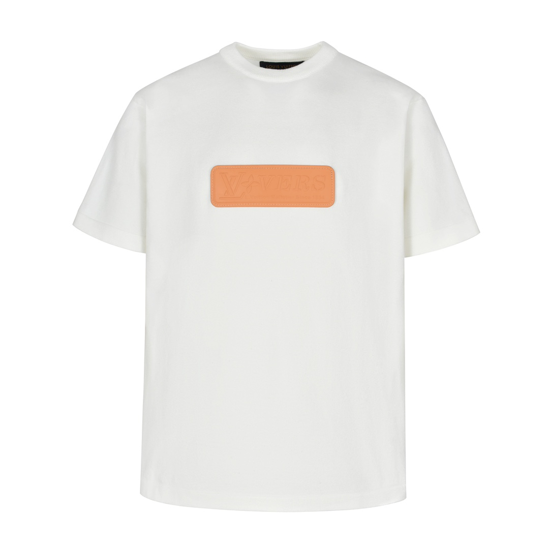 Wool T-shirt With Embossed Leather Patch