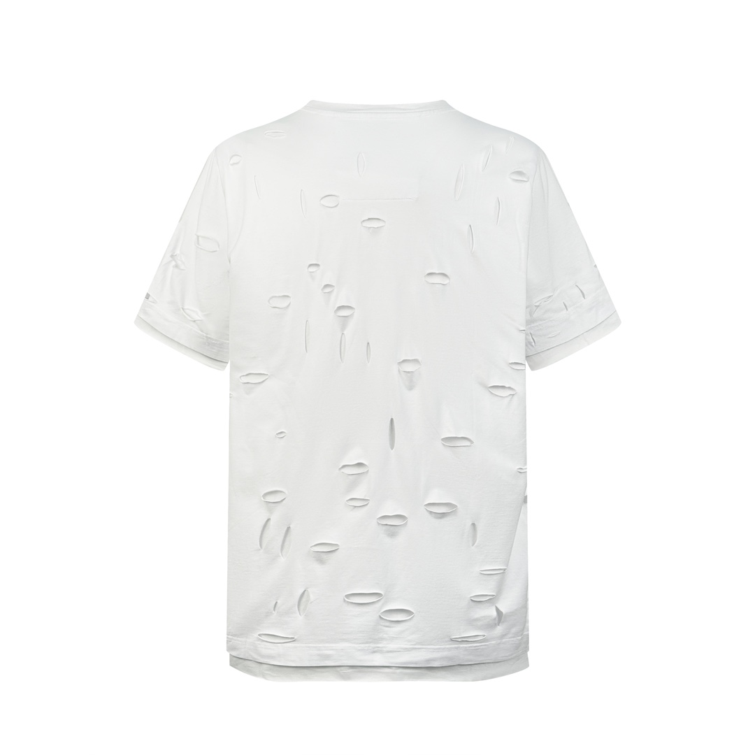 Ripped Double Layer Short Sleeve T-shirt