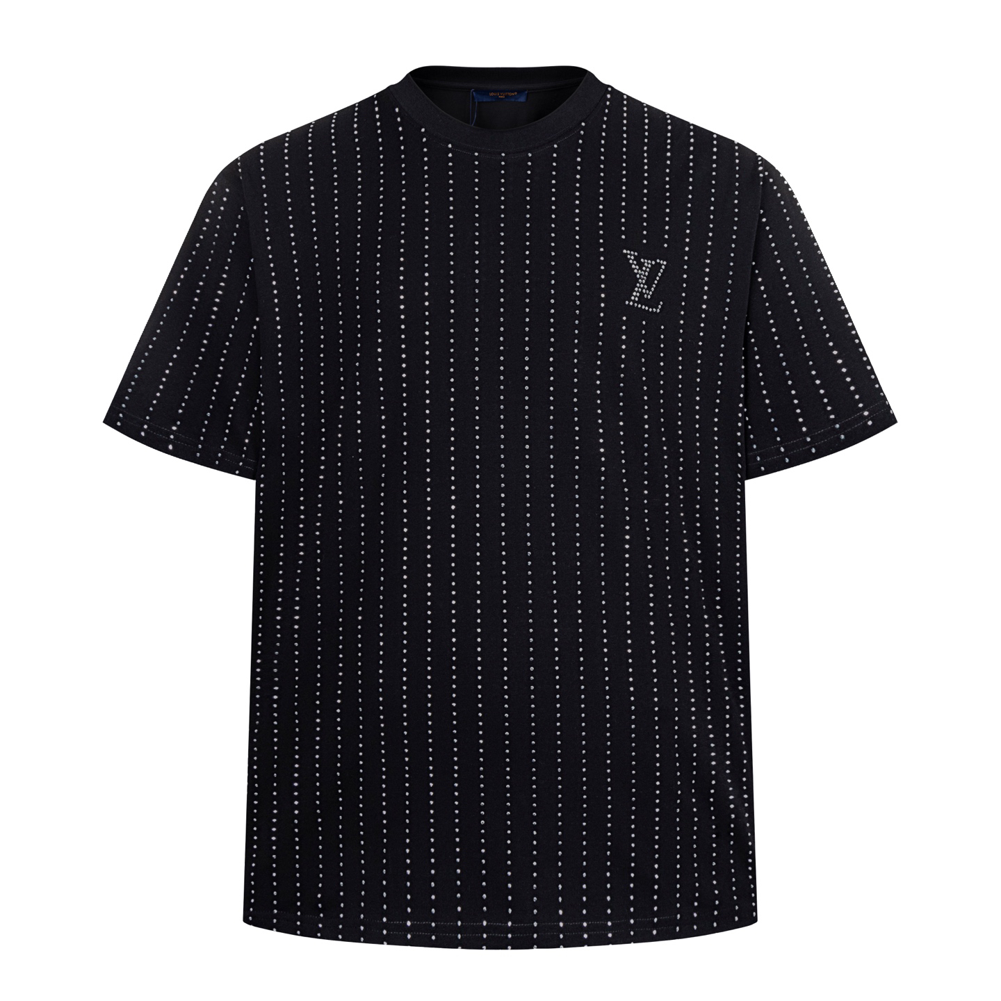 Pinstripe crystal beaded T-shirt