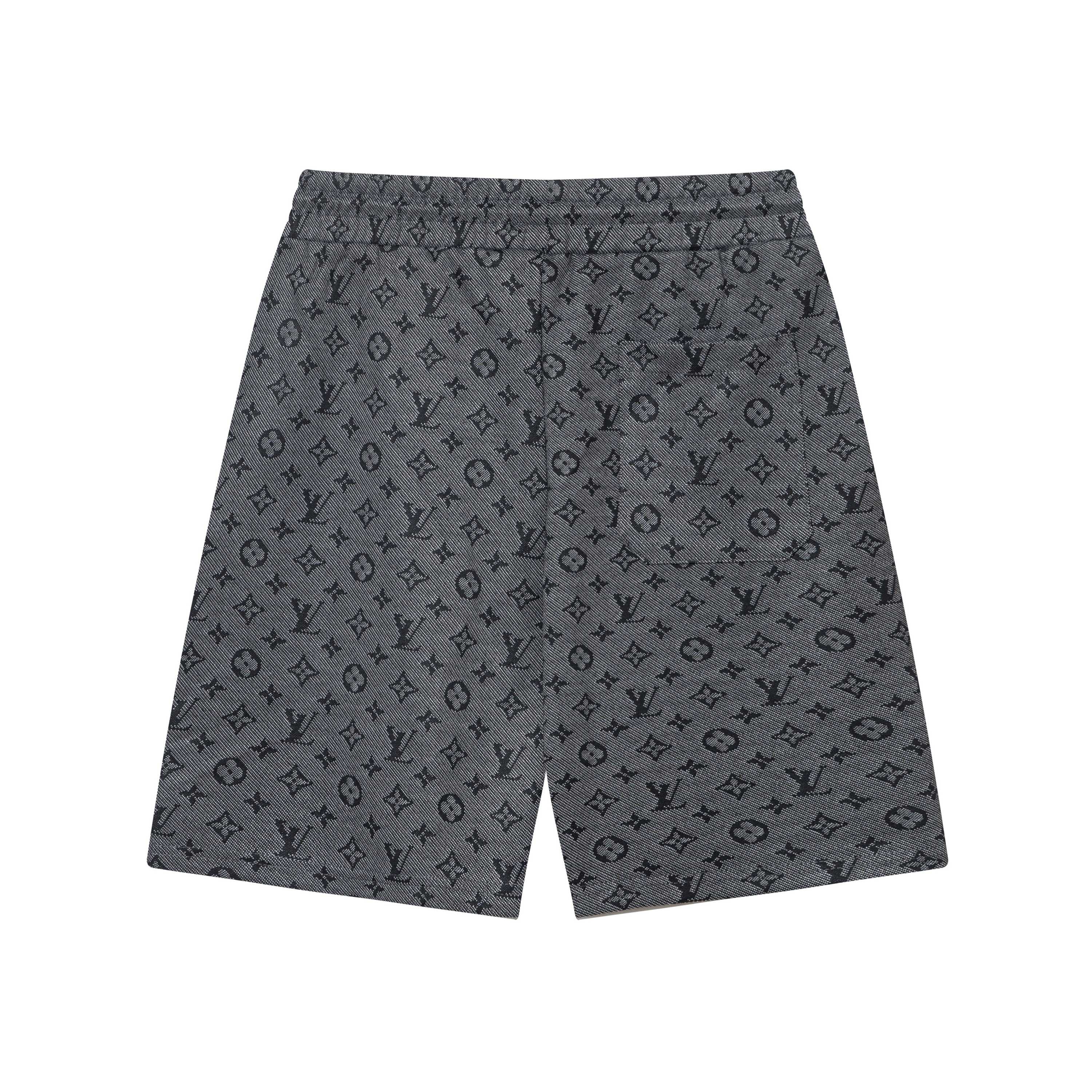 Printed knitted embroidered shorts