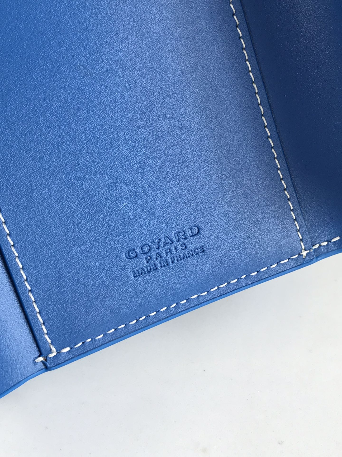 Blue Calfskin Canvas Card Holder