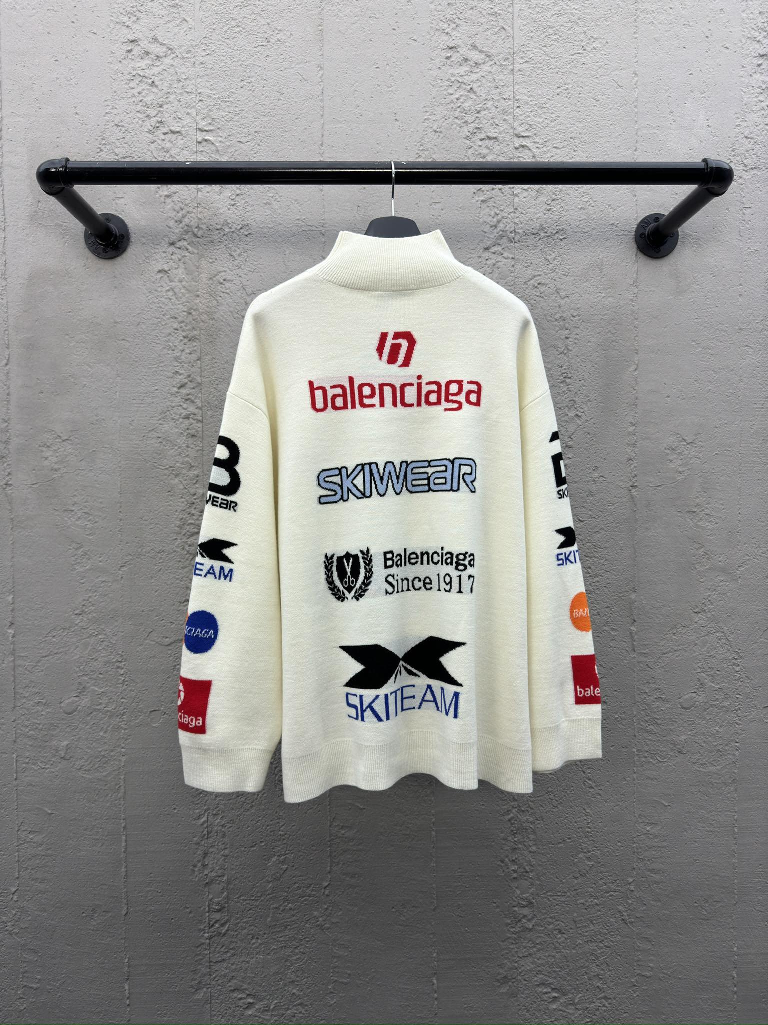 Racing Turtleneck Knit Sweater