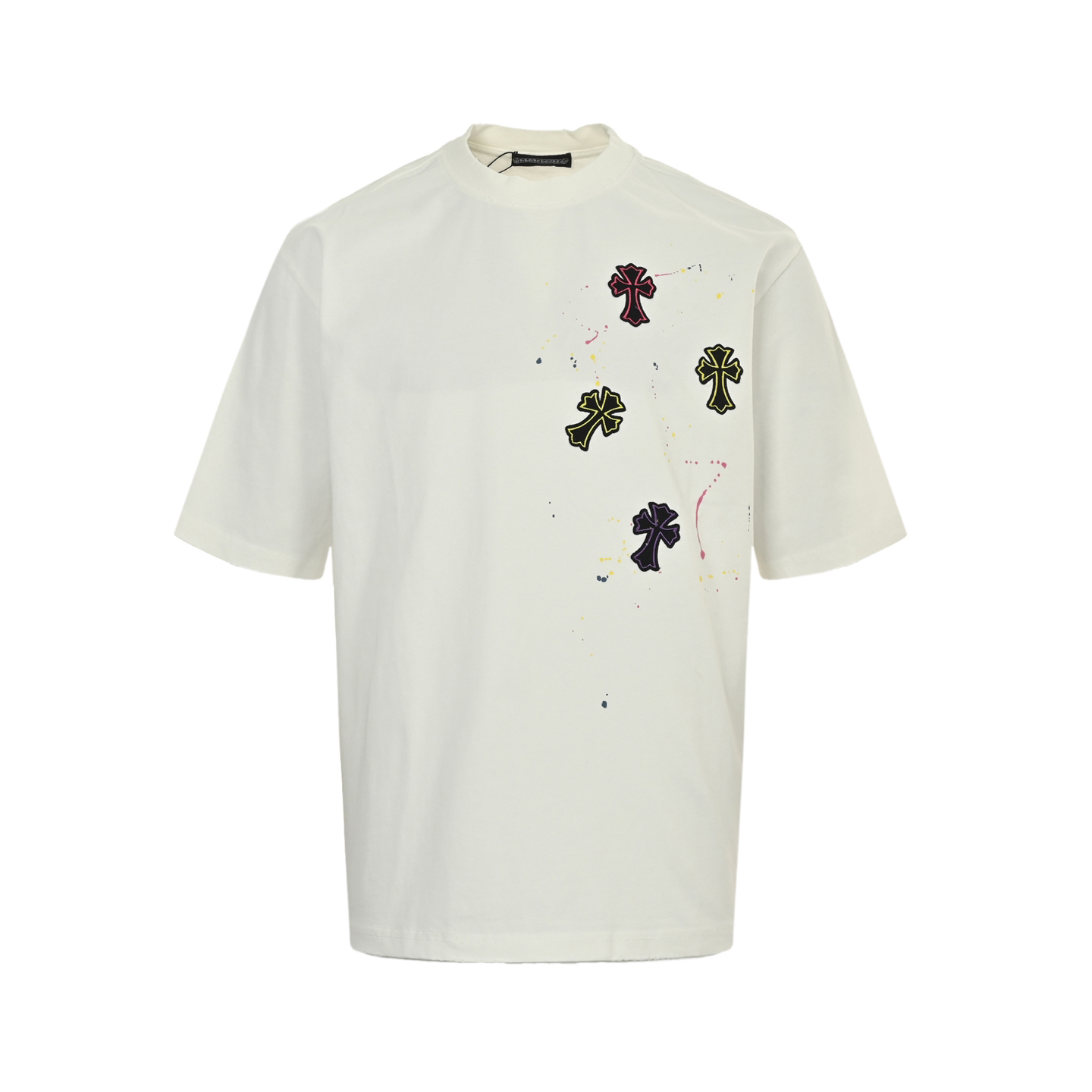 Graffiti cross patch embroidered washed short sleeves