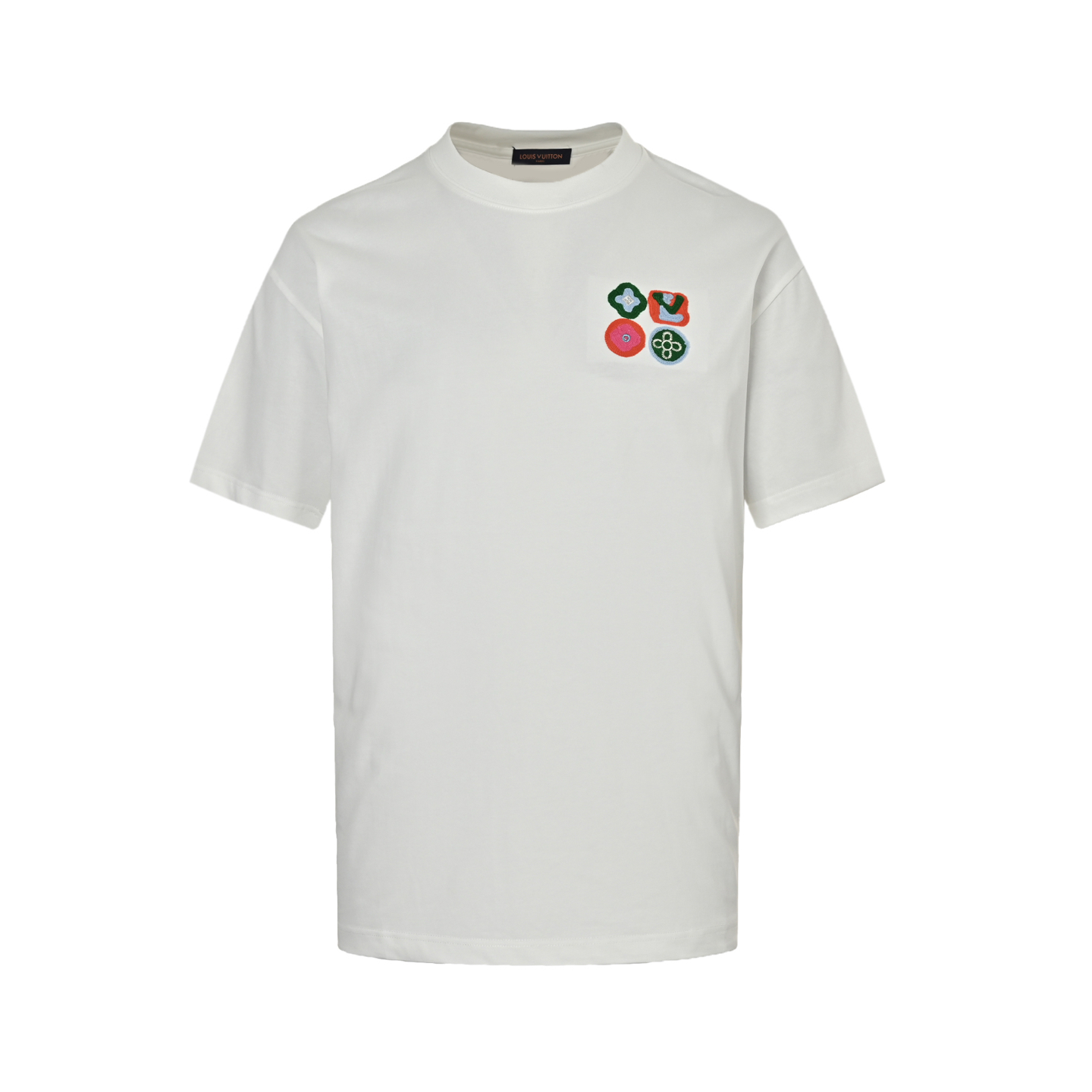 Embroidered badge short-sleeved T-shirt