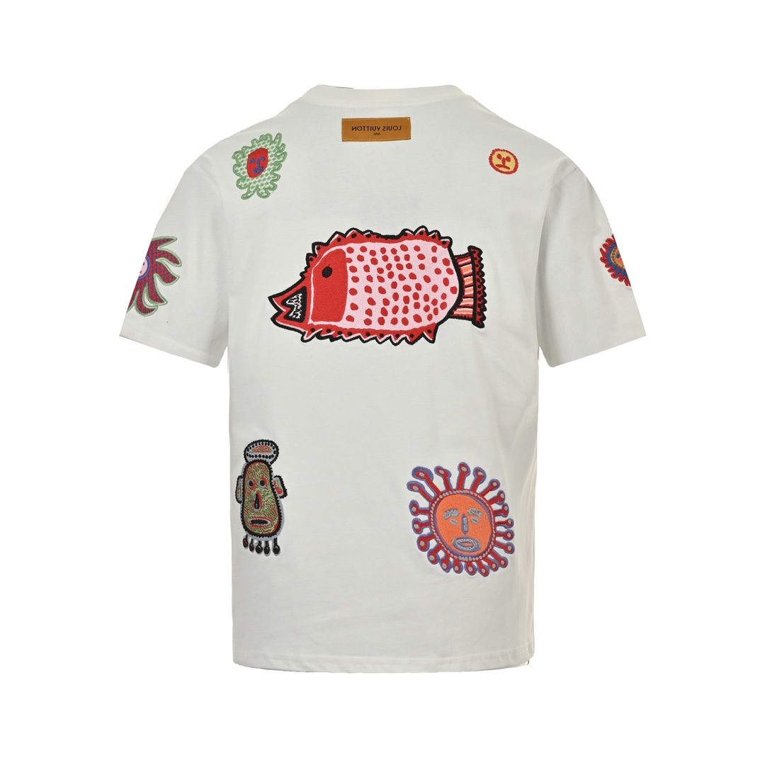 Embroidered Crew Neck Short Sleeve T shirt