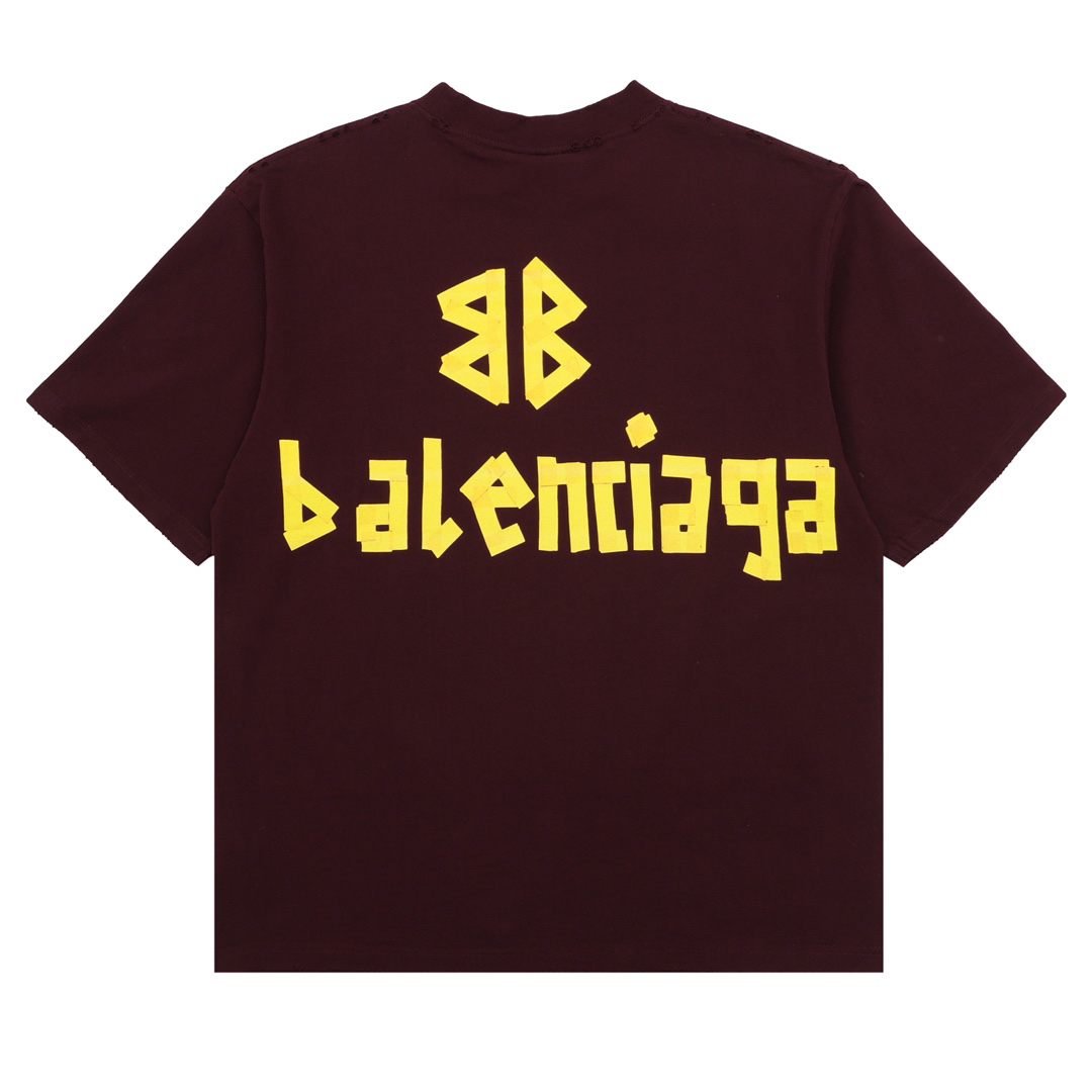 Tape short-sleeved T-shirt