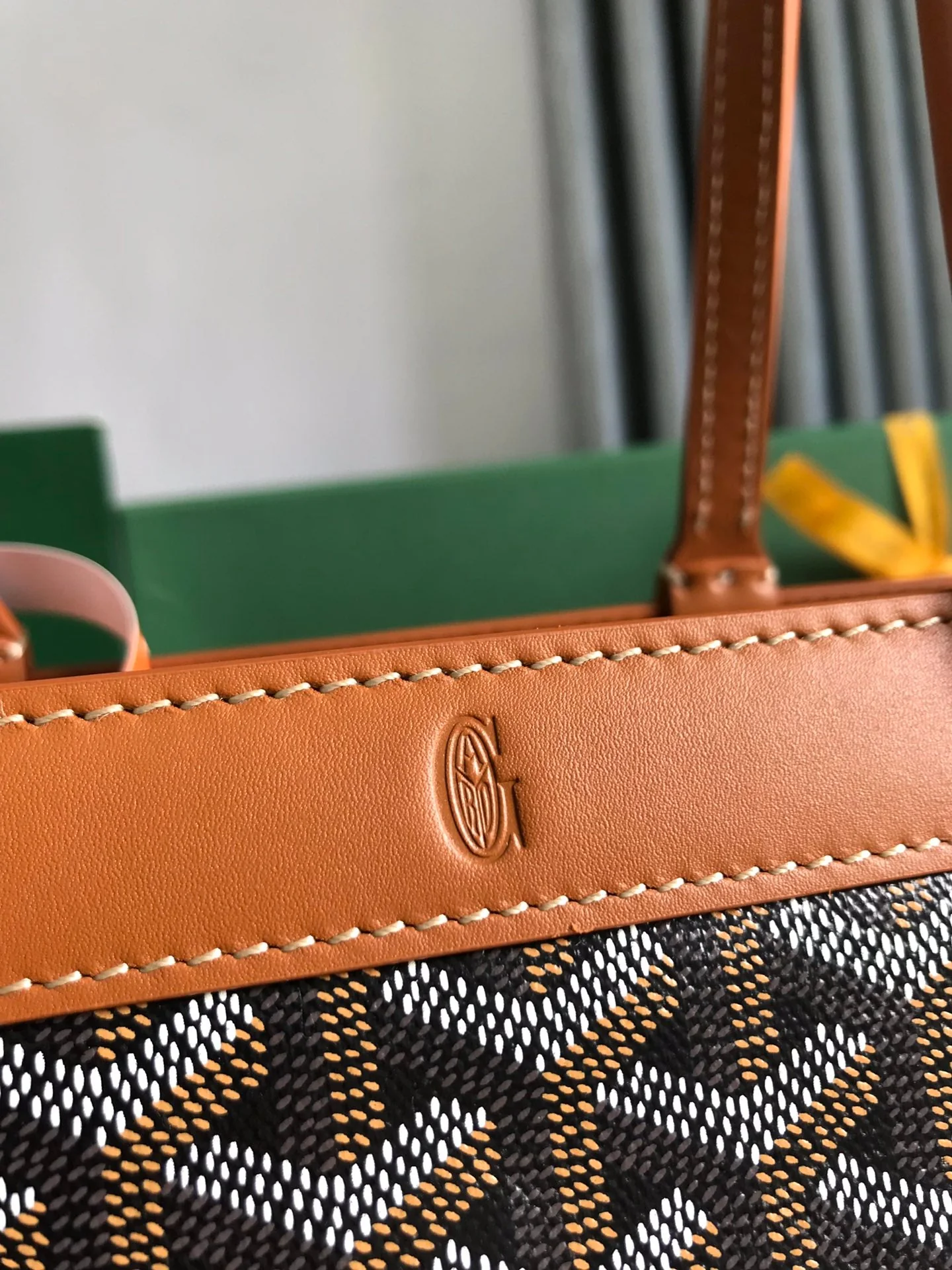 Black Tan Canvas And Calfskin Trim Bag