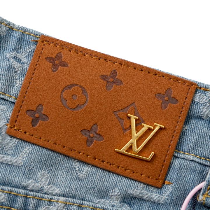 Simple Washed Blue Printed Jeans