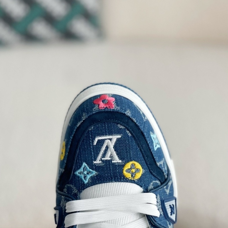 White & Blue Denim 'Trainer' Sneakers