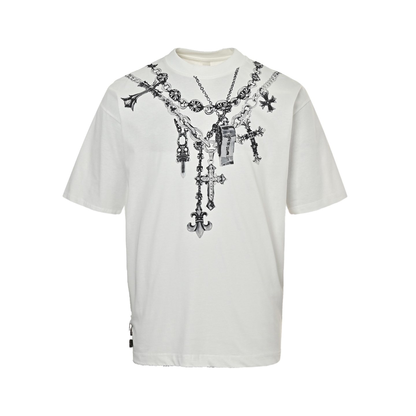 Necklace cross pendant printed T-shirt